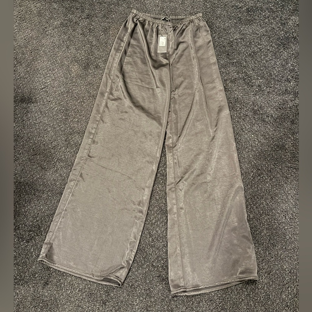 Silk Black Wide-Leg Pants
